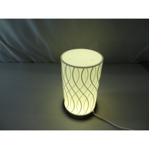 Decorative USB-Powered LED Table Lamp With Modern Geometric Patterned Shade & So - Picture 3 of 8